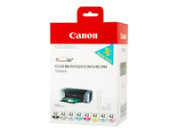 Canon Cli-42 Bk/Gy/Lg/C/M/Y/Pc/Pm Multipack - 8-Pack - Grå, Gul, Cyan, Magenta, Lysegrå, Fotocyan, Fotomagenta - Original - Blekkbeholder - For Pixma Pro-100, Pro-100S  Pixus Pro-100