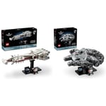 LEGO Star Wars Tantive IV Set, Collectible 25th Anniversary Starship Model Kit & Star Wars Millenium Falcon 25th Anniversary Set for Adults, Collectible A New Hope Starship Vehicle Model Kit