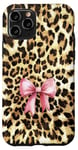 iPhone 11 Pro Leopard Cheetah Pattern With Light Pink Bow Coquette Girl Case