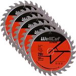 WellCut TCT Saw Blade 165mm x 28T x 20mm Bore For Makita SP6000,DSP600 Pack of 5