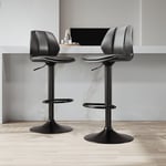 Lot de 2 Tabourets de Bar Chaise avec Dossier et Repose pieds Style modern, Gris siège & Noire base - Sirhona