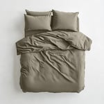 Muslin Super King Duvet Cover and Pillowcase Set Moss Green Breathable Cotton