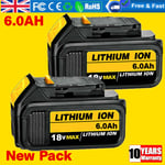 2X For DeWalt DCB184 18V 6.0Ah Li-ion XR DCB182 LED Power Tool Battery XR Slide