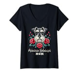 Womens Roses Flowers Miniature Schnauzer Mom Schnauzers V-Neck T-Shirt