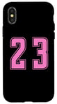 Coque pour iPhone X/XS Rose Numéro 23 Équipe Junior Sports Uniforme Numéroté