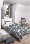 Fortnite Gris Set Lit Simple Housse de Couette 140x200cm Taie 100% Coton