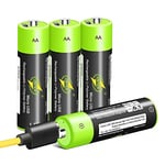 HITRENDS AA Batteries, USB Rechargeable Lithium Batteries Dual A-Cell Li-ion Battery-1.5V/1200mAH (4 Pack)-No NI-MH/NI-CD/Alkaline Batteries, Eco-Friendly and Recyclable, No Memory Effect