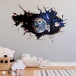 3D Planet Galaxy Astronaut Väggklistermärken, Avtagbar Universum Spac