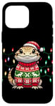 Coque pour iPhone 16 Pro Max Bearded Dragon Christmas Party Design Xmas lights