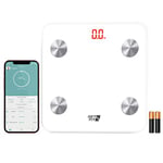 Get Fit Smart Bathroom Scales - Monitor Weight Loss Digital Body Weighing Scale - Connect to iOS/Android via Bluetooth with Easy to use APP Fitdays/Onfit, LCD Display & Automatic On/Off - White