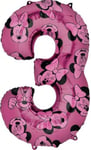 Ballon en Aluminium Numéro 3 Minnie Mouse Forever de Taille Moyenne L27 Emballé 43 cm x 66 cm, Rose