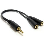 3.5mm Stereo Jack Splitter Audio Cable Share 1 Device to 2 Headphones 20cm GOLD