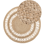 Tapis Rond Style Boho 120 cm de Diamètre en Jute Beige Dikili