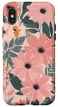 Coque pour iPhone X/XS Pêche orange rétro années 70 Rose prairie Groovy Fleurs Floral