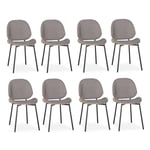 Lot de 8 Chaises Design Bouclette "Vincent" 80cm Gris