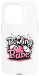 Coque pour iPhone 15 Pro Bowling Babe Fun Bowling Design, jolie boule et épingles kawaii