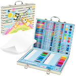 Bluey Coffret Peinture Enfant, Coffret Dessin, Boite Coloriage Enfant, Malette Crayon de Couleur et de Cire, Feutres, Cadeau Enfant (Étui Bleu)