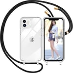 Coque Avec Cordon Pour Iphone 11, Transparent Coque Collier Réglable Téléphone Étui Portable Lanyard Case Protection Complète Cover De Iphone 11(Transparente Doré)