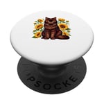 Sunflowers York Chocolate Cat PopSockets Adhesive PopGrip