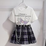 Sanrios tecknade kawaii flickor vit T-shirt set Kuromi söt sommar kortärmad college JK uniform kjol barnens trend kjol Kuromi1-Xin Kuromi1 140cm