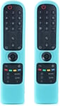 2Pcs Coque Housse Telecommande Silicone Compatible Avec Lg Mr21Ga Mr21Gc Mr22Gn Mr22Ga Mr23Gn Oled Qned Smart Tv,Protection Coque Telecommande Pour Lg Magic Remote Control 2024(2Pcs Glow Blue)