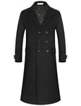 iCKER Mens Wool Coat Long Trench Coat Peacoat Jacket Slim Fit Casual Overcoat Outwear