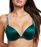 Victoria's Secret Shine Strap Push Up Bra, Adds One Cup Size, Very Sexy Collection (32A-38DDD), Deepest Green, 34D