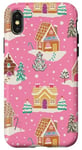 iPhone X/XS Preppy Pink Christmas Gingerbread House and Xmas Tree Winter Case