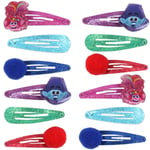 12x TROLLS WORLD TOUR HAIR CLIPS Metal Snap Grips Poppy/Branch Character Design