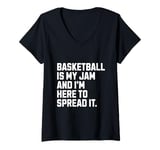 Womens Basketball Is My Jam Funny Basketball Lover V-Neck T-Shirt