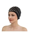 Fashy Exclusif Bonnet de Bain en Tissu pour Femmes, Noir/Marron, Taille Unique