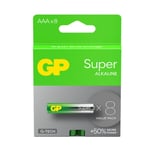 8 GP Super Alkaline AAA Batteries G-Tech LR03 1.5V No Mercury 8BL Pack EXP 2033