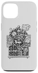 Coque pour iPhone 13 Horloge de course à pied en hickory style steampunk, souris