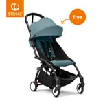 Stokke® Barnvagn YOYO³ black inkl. 6+ Färgklädsel Aqua