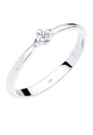 Elli DIAMONDS Bague Femme Solitaire Coeur Fiançailles Diamant (0.03 ct.) en Argent Sterling 925