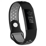 Fitbit Charge 3 / Charge 4 - Silikone armbånd - Color Design - Str. L - Sort/Grå