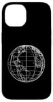 Coque pour iPhone 14 World Globe Line Art Carte planète Terre Atlas Voyage