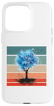 Coque pour iPhone 15 Pro Max Arbre abstrait aquarelle feuillage bleu oiseaux fantaisie