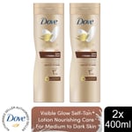 Dove Self Tan Body Lotion Nourishing Deep Care + Moisturising Lotion, 2x400ml