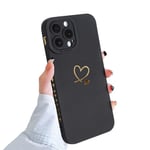 Coque pour iPhone 15 Pro Max Motif Cœur Doré iPhone 15 Pro Max Coque pour Filles et Femmes, Joli Bord de Coeur Coque de Protection Antichoc en Silicone Souple pour iPhone 15 Pro Max-Noir