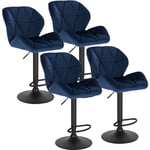 Woltu - Lot de 4 Tabouret de Bar réglable en Hauteur Chaise Haute pour Bar avec Dossier siège rembouré en Velours Pied en métal, Bleu