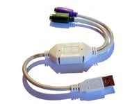 Dynamode USB to PS/2 Keyboard &amp; Mouse Converter PS/2 cable White