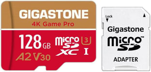 Carte Mémoire 128 Go 4K Game Pro Série, Idéal pour Nintendo Switch PS, Haute Vitesse de Lecture allant jusqu'à 100 Mo/s pour 4K UHD Vidéos, A2 U3 V30 Carte Micro SDXC avec Adaptateur SD.