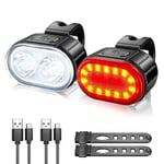 2 st USB-laddningsbara cykellampor set ljusa cykellampor LED bakljus