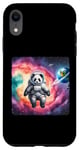 Coque pour iPhone XR Astronaute Panda flottant dans l'espace avec nébuleuse. Suit Planet