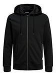 Jack and Jones Men Zip Through Hood Sweat Plus Size Black 2XL