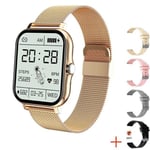 Montre Connectée Avec Écran Tactile Complet Pour Hommes Et Femmes,Tracker D'activité,Appel Bluetooth,Horloge Intelligente Pour Dames,2024 "",Document,1.69 - Type Mesh Belt Gold #B