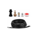 Kit Tuyau Flexible Déboucheur Haute Pression avec Adaptateur Convient pour Kärcher K2 K3 K4 K5 K6 K7 H111 - 15M