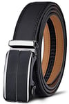 BULLIANT Ceinture Homme, Ceinture Automatique en Cuir pour Hommes Largeur 35mm Cadeau Box,Taille Ajustable,Noir1,125cm/36-42" taille réglable