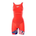 Speedo Women's Fastskin LZR Ignite Kneeskin | Tech Suit | Racewear | FINA Approved, Flame Red/Bolt/White, 30